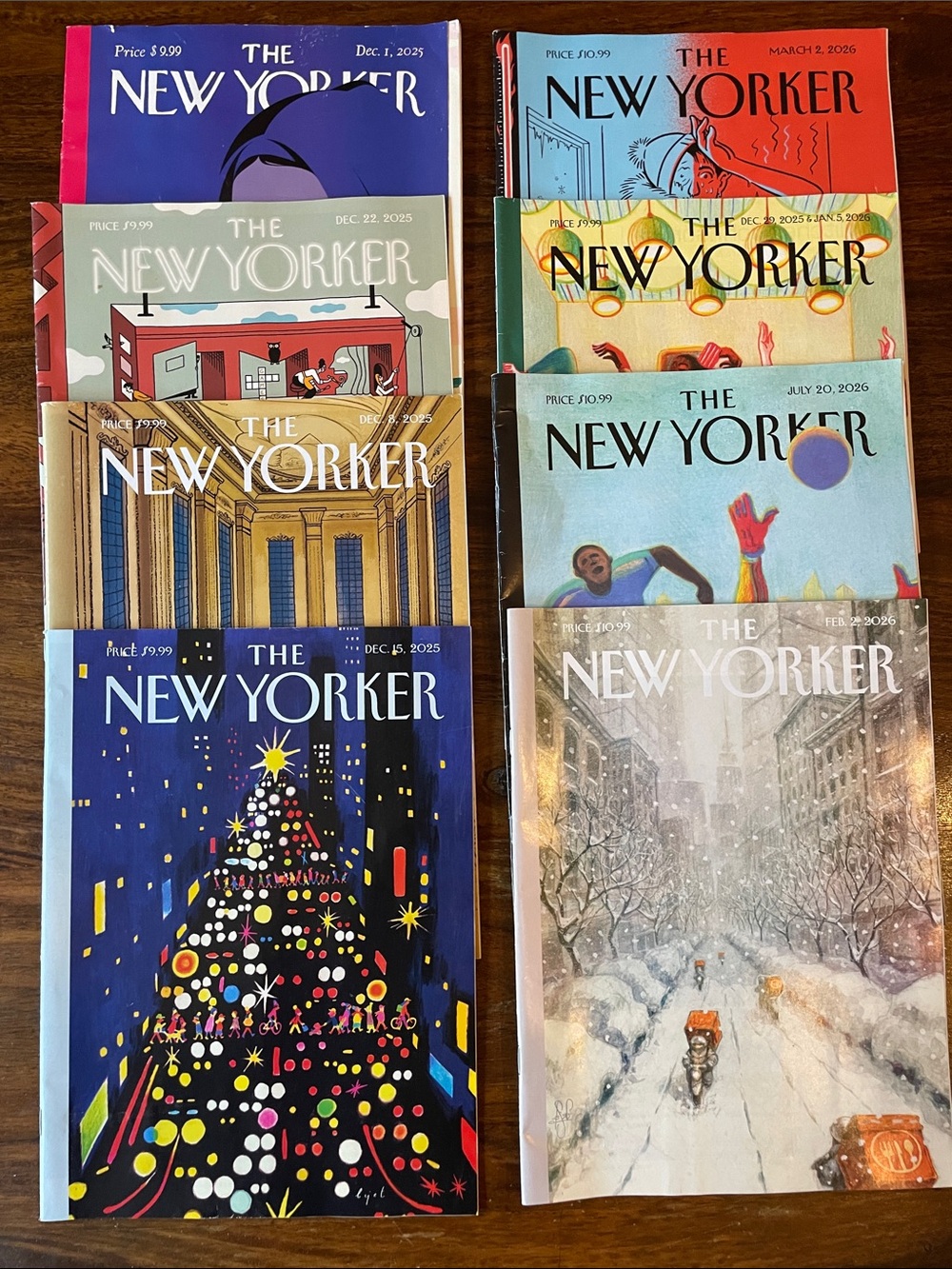 8 The New Yorker Magazines Mixed Bundle Lot mags 2025-26 Christmas Trees Winter